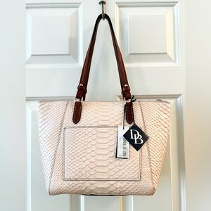 Dooney & Bourke Blush Pink Snake Tooled Leather Handbag NWT
